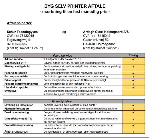 Byg selv printer aftaler på printere