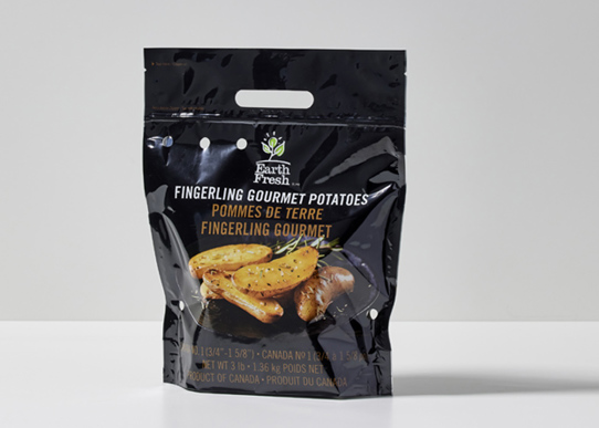 Earth fresh, Fingerling gourmet potatoes, Flexible packaging Schur